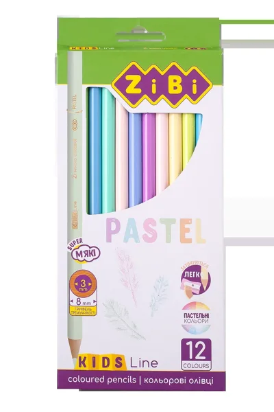Олівці кольорові Pastel, 12 шт., KIDS LINE