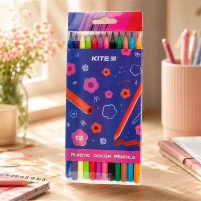 Олівці кольорові пластикові Kite Flower 12 кольорів  K24-049-1