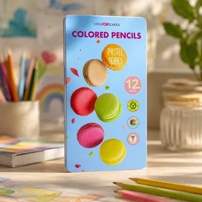 Олівці кольорові преміум COOLFORSCHOOL PASTEL тригранні в металевій коробці 12шт
