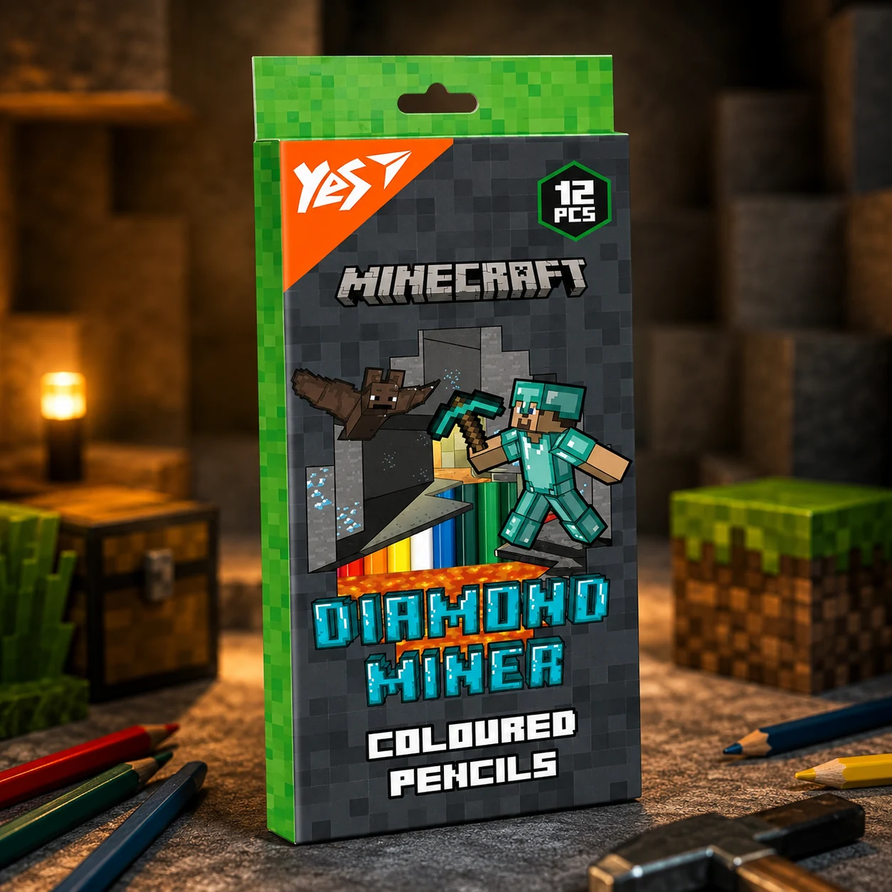 Олівці кольорові YES 12 кольорів Minecraft Diamond Miner 290720 — Малювання та ліплення