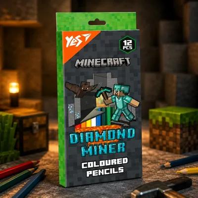 Олівці кольорові YES 12 кольорів Minecraft Diamond Miner 290720
