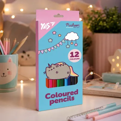 Олівці кольорові YES 12 кольорів Pusheen бірюзовий