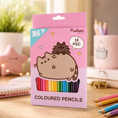 Олівці кольорові Yes 18 кольорів Pusheen рожевий