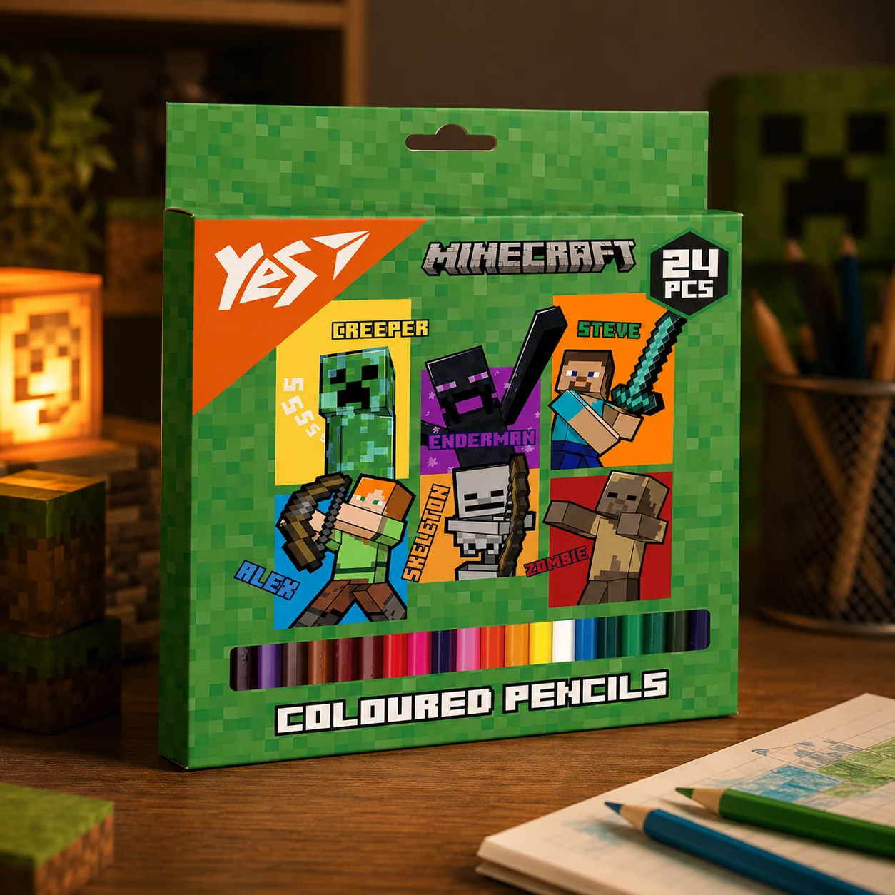 Олівці кольорові YES 24 кольорів Minecraft Heroes 290740 — Малювання та ліплення