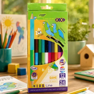 ОЛІВЦІ КОЛЬОРОВІ ZiBi Double, 12 шт. (24 кольорів), KIDS LINE ZB.2463