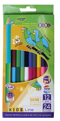 ОЛІВЦІ КОЛЬОРОВІ ZiBi Double, 12 шт. (24 кольорів), KIDS LINE ZB.2463 — фото 2