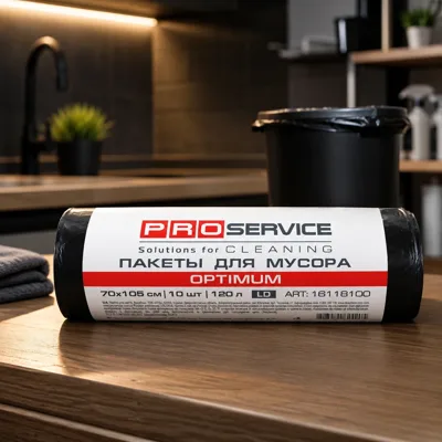 Пакет для смiття PRO Optimum ЛД 120л 10 шт чорні