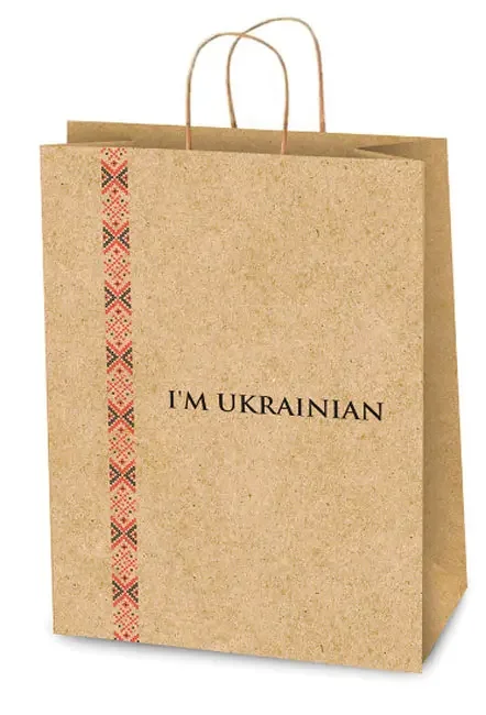 Пакет подарочный крафт Патріот ХL , 400 x 320 x 140 мм, ТМ Gift-K Україна