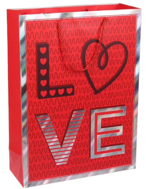 Пакет подарунковий 26*32*12 см Love червоний