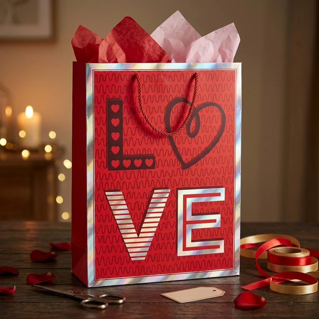 Пакет подарунковий 31*42*12см Love червоний