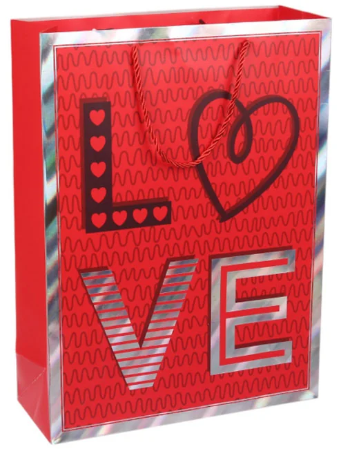 Пакет подарунковий 31*42*12см Love червоний