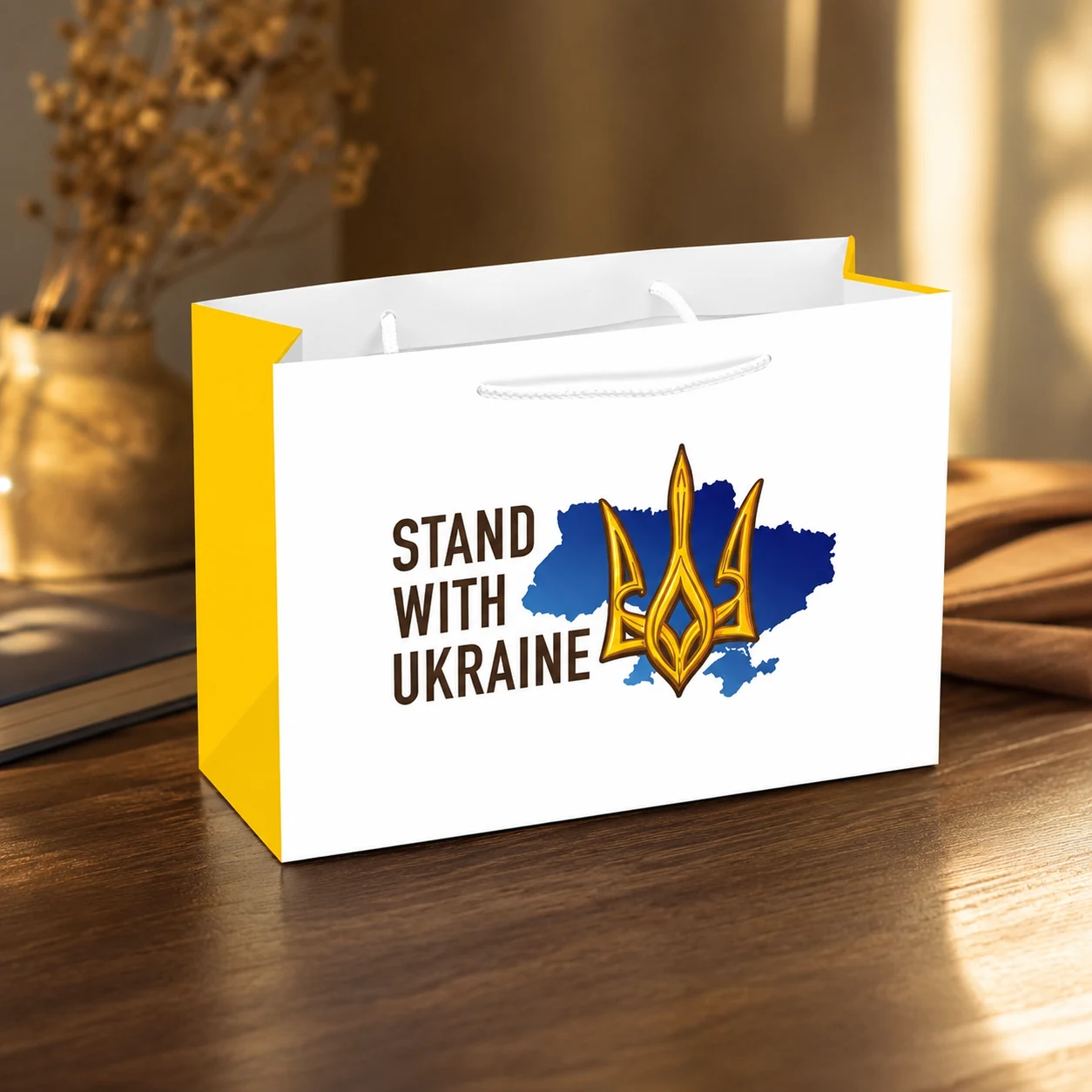 Пакет подарунковий WonderPack 230х160х80мм STAND WITH UKRAINE ПР002-о12 — Подарунки та сувеніри