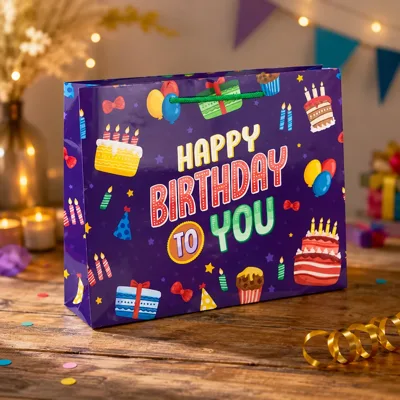 Пакет подарунковий WonderPack 315х250х80мм Happy Birthday to you ПР008-о5