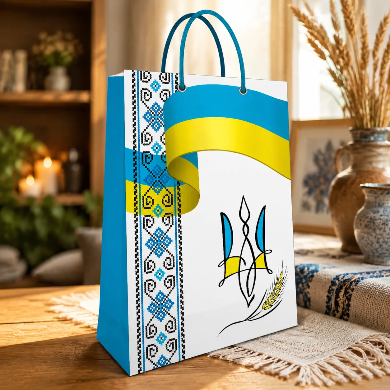 Пакет з картону № 165 ламінування Фоліо Тризуб П165 — Подарунки та сувеніри