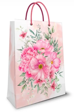 Пакет з картону № 171 ламінування Фоліо Рожеві квіти П171 — фото 2