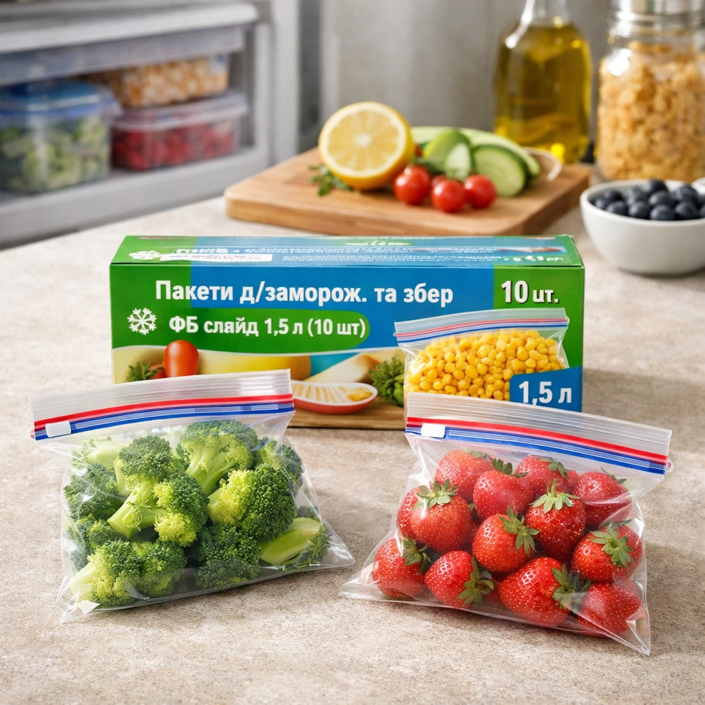 Пакети д/заморож. та збер ФБ слайд.1.5л (10 шт)