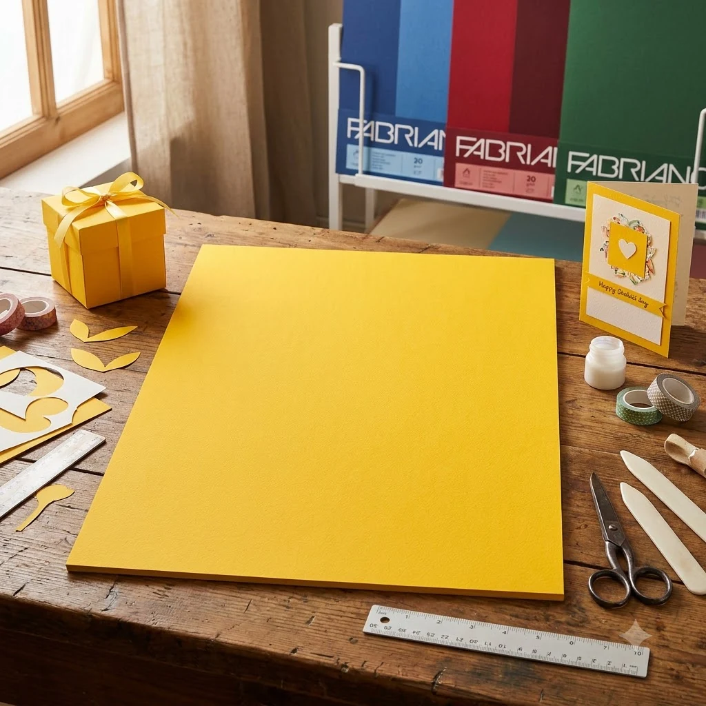 Папір для дизайну Colore, B2, 200 г/м2, gialo (жовтий), дрібне зерно, Fabriano
