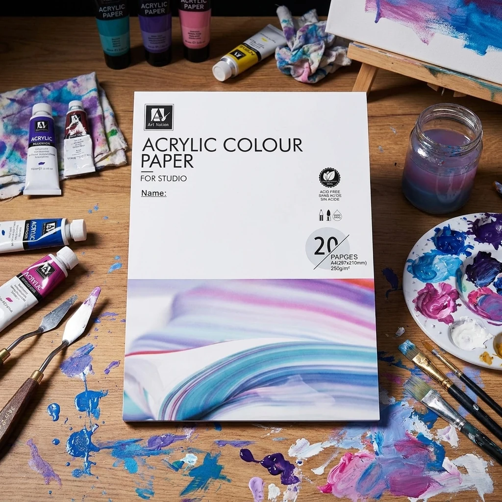 Папір для художників А4 250 г/м2 20 аркушів, склейка, біла, акрил, Art Nation