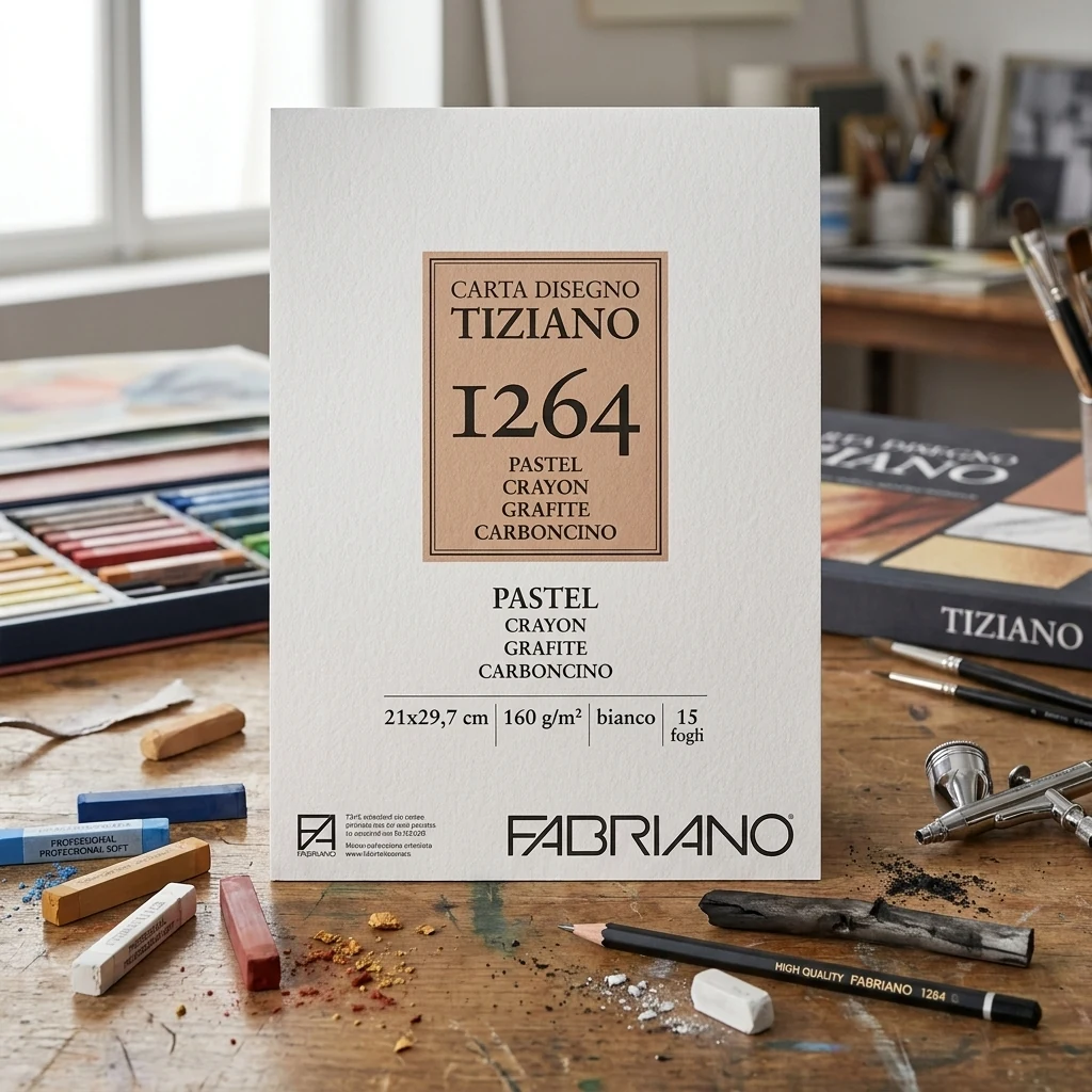 Папір для пастелі Tiziano, A4, 160 г/м2, bianco (білий), середнє зерно, Fabriano