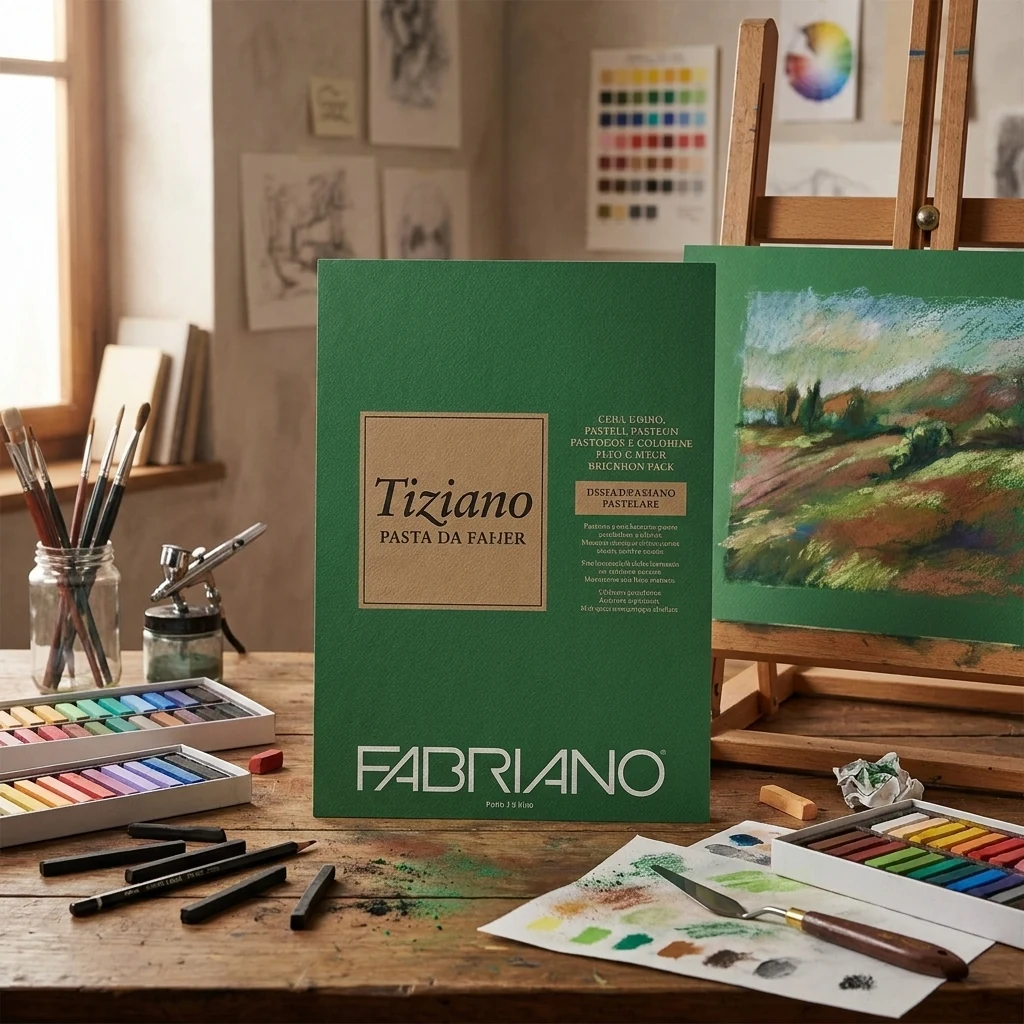 Папір для пастелі Tiziano, A4, 160 г/м2, biliarto (зелений), середнє зерно, Fabriano