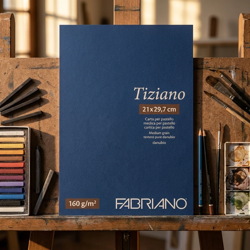 Папір для пастелі Tiziano, A4, 160 г/м2, danubio (темно-синій), середнє зерно, Fabriano