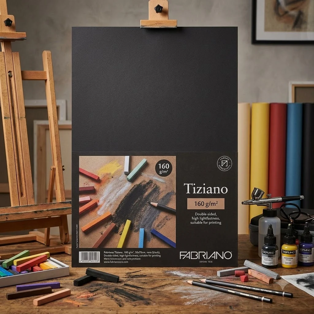 Папір для пастелі Tiziano, B2, 160 г/м2, nero (чорний), середнє зерно, Fabriano