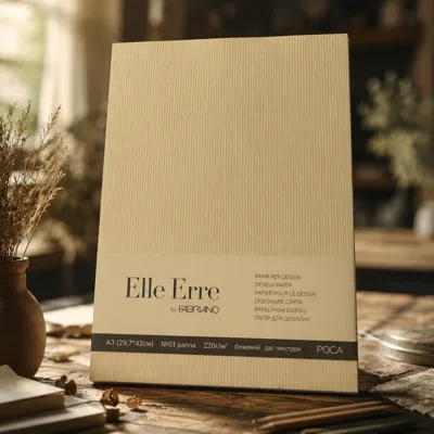 Папір для дизайну Elle Erre А3 (29,7*42см), №01 panna, 220г/м2, бежевий, дві текстури, Fabriano