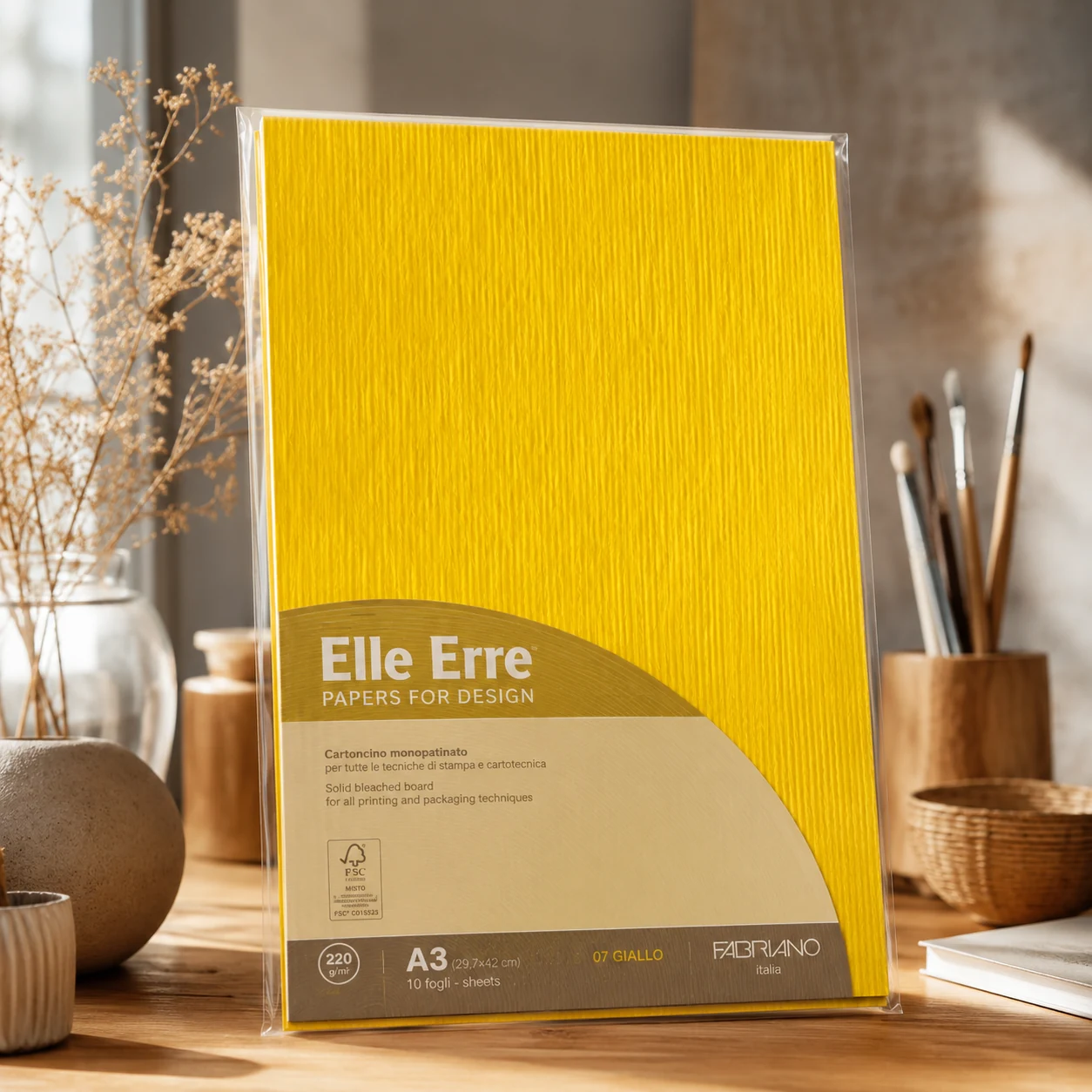 Папір для дизайну Elle Erre А3 жовтий 220г/м² Fabriano — Хобі та декор