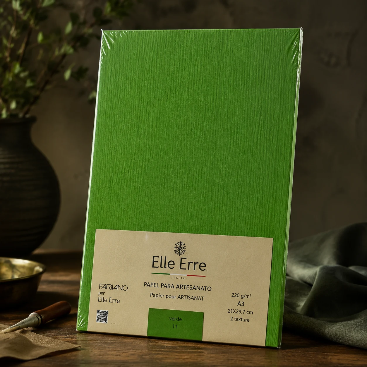 Папір Elle Erre А3 verde 220г/м² з двома текстурами — Хобі та декор