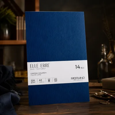 Папір для дизайну Elle Erre А3 (29,7*42см), №14 blu, 220г/м2, темно-синій, дві текстури, Fabriano