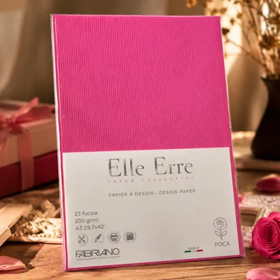 Папір для дизайну Elle Erre А3 (29,7*42см), №23 fucsia, 220г/м2, рожевий, дві текстури, Fabriano