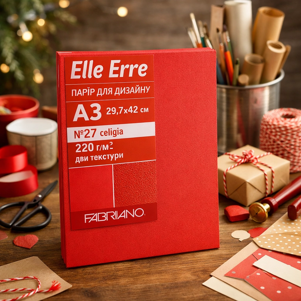 Папір Elle Erre А3 червоний двотекстурний Fabriano — Хобі та декор