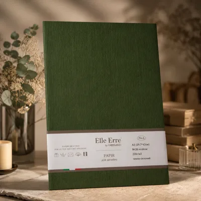 Папір для дизайну Elle Erre А3 (29,7*42см), №28 verdone, 220г/м2, темно-зелений, Fabriano