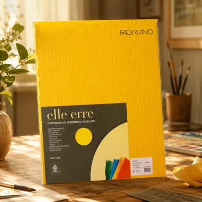 Папір для дизайну Elle Erre B1 (70*100см), №07 giallo, 220г/м2, жовтий, дві текстури, Fabriano