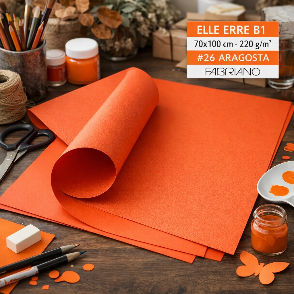 Папір для дизайну Elle Erre B1 (70*100см), №26 aragosta, 220г/м2, оранжевий, дві текстури,Fabriano