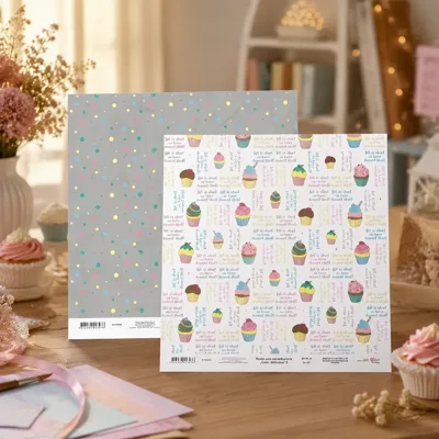 Папір для скрапбукінгу «Cake delicious» 5, двосторонній, 30х30см, 200г/м2, ROSA TALENT