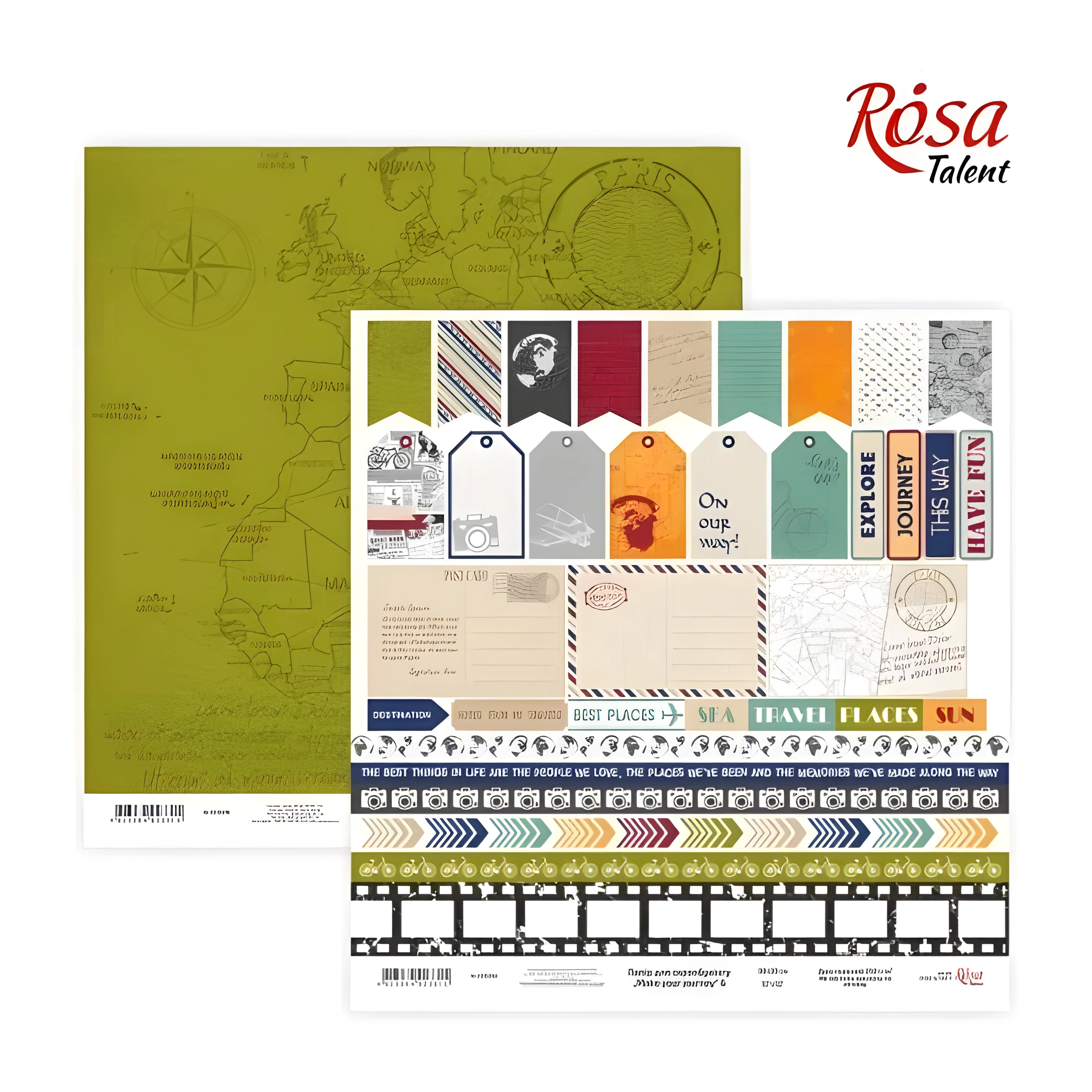 Папір для скрапбукінгу «Make your journey» 6, двосторонній, 30х30см, 200г/м2, ROSA TALENT