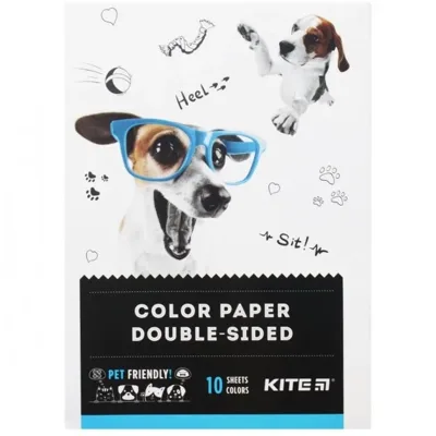 Папір кольор. двостор. (10арк/10кол), А5 Kite Dogs K22-293