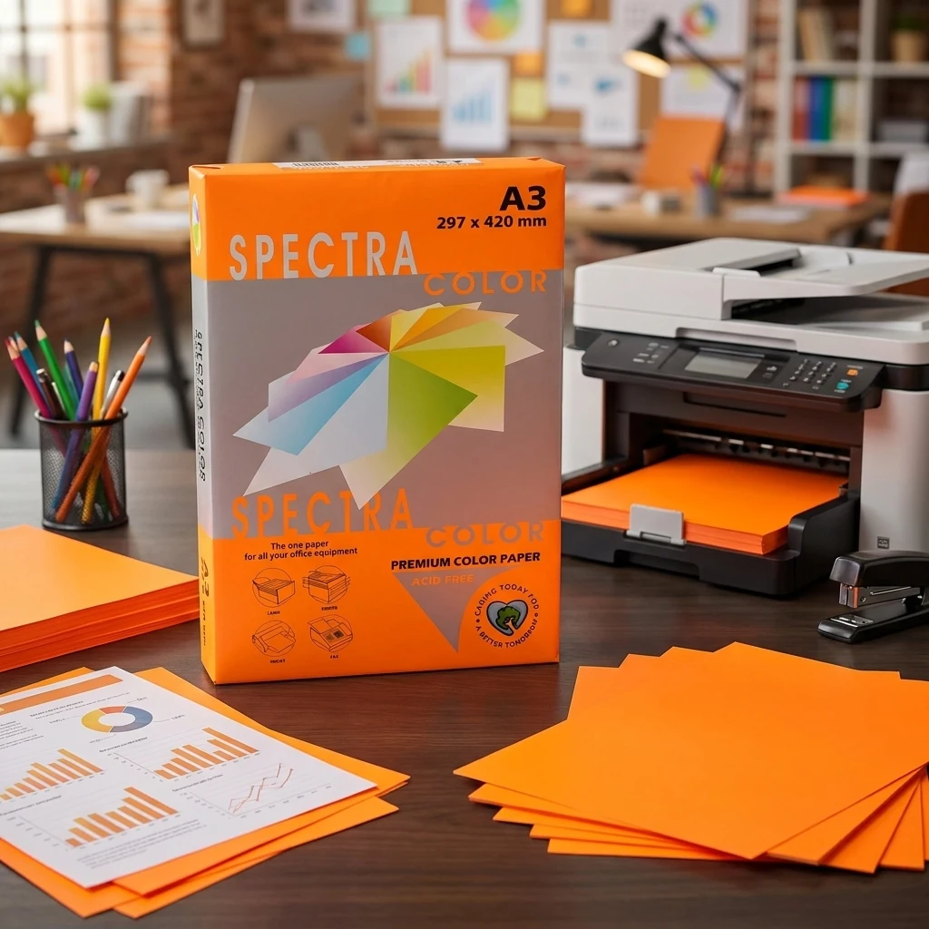Папір кольоровий А3 75 Помаранчевий неон "Orange 371" Spectra