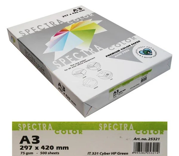 Папір кольоровий А3 75 Зелений неон "Green 321" Spectra — фото 2