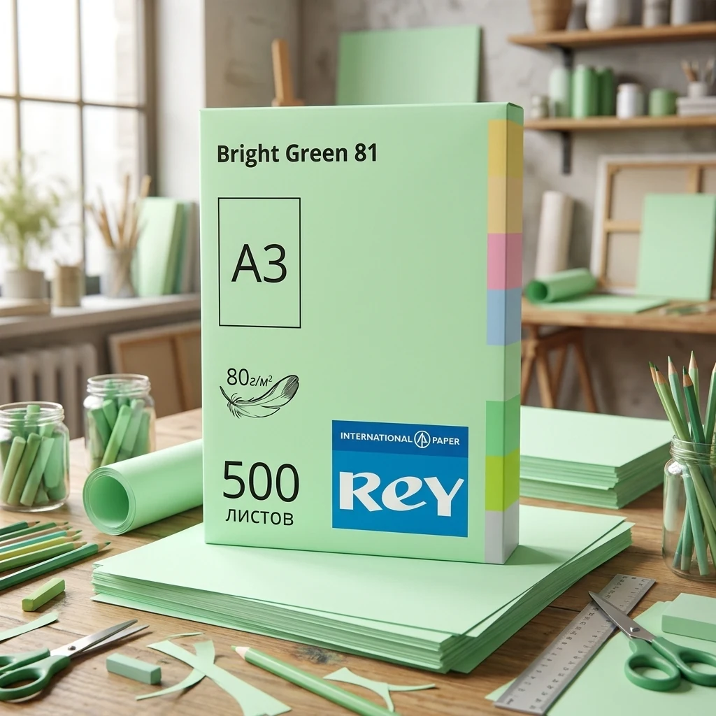 Папір кольоровий А3 80 Зелений пастельний "Bright Green 81" Rey Adagio/Mondi Mg28