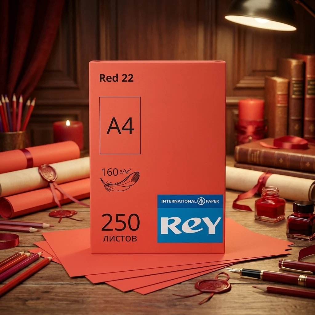 Папір кольоровий А4 160 Червоний iнтенсивний "Red 22" Rey Adagio