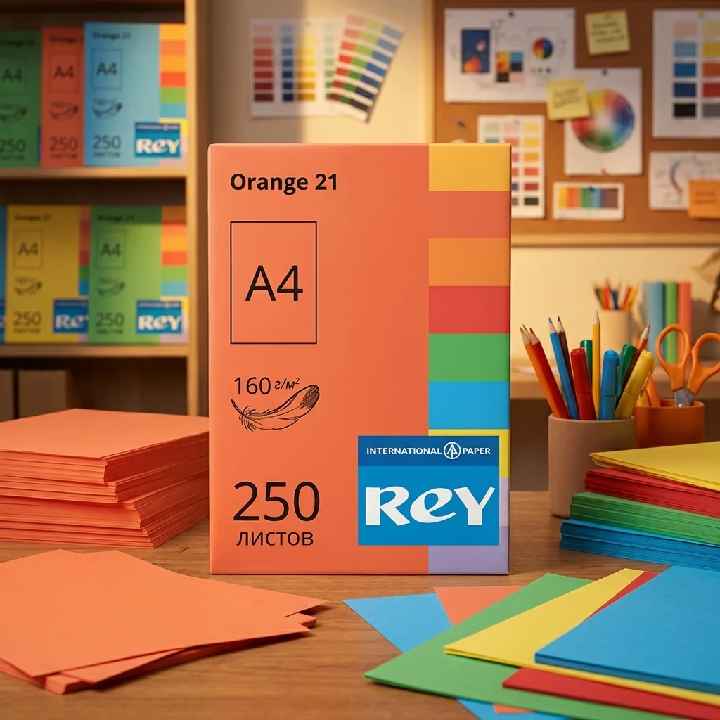Папір кольоровий А4 160 Помаранчевий "Orange 21" Rey Adagio