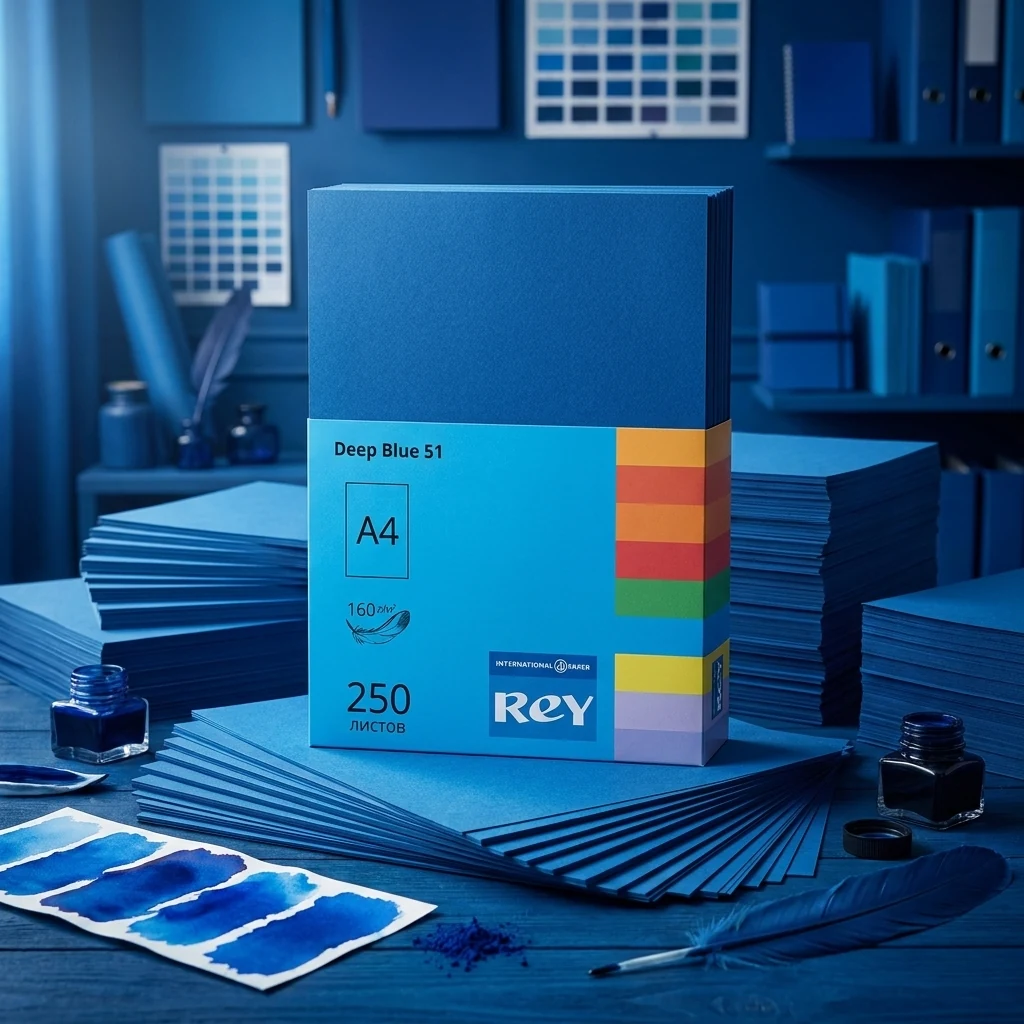 Папір кольоровий А4 160 Синій інтенсивний "Deep Blue 51" Rey Adagio