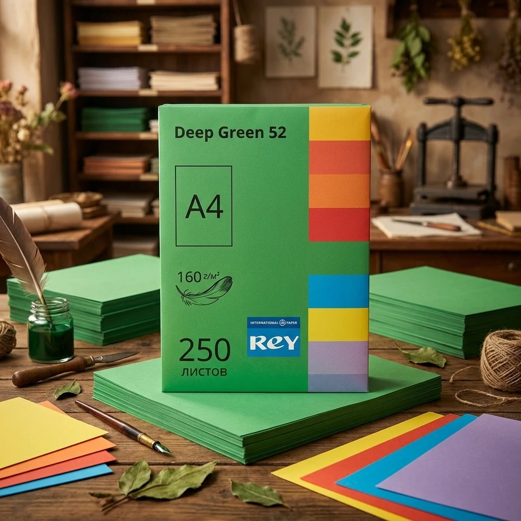 Папір кольоровий А4 160 Зелений інтенсивний "Deep Green 52" Rey Adagio