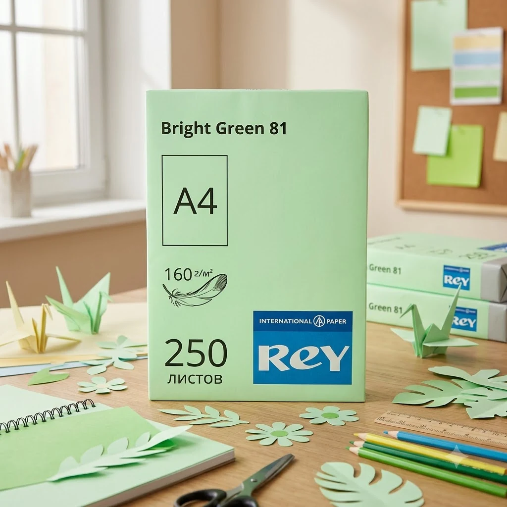 Папір кольоровий А4 160 Зелений пастельний "Bright Green 81" Rey Adagio