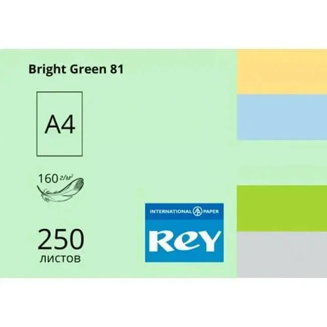 Папір кольоровий А4 160 Зелений пастельний "Bright Green 81" Rey Adagio — фото 2