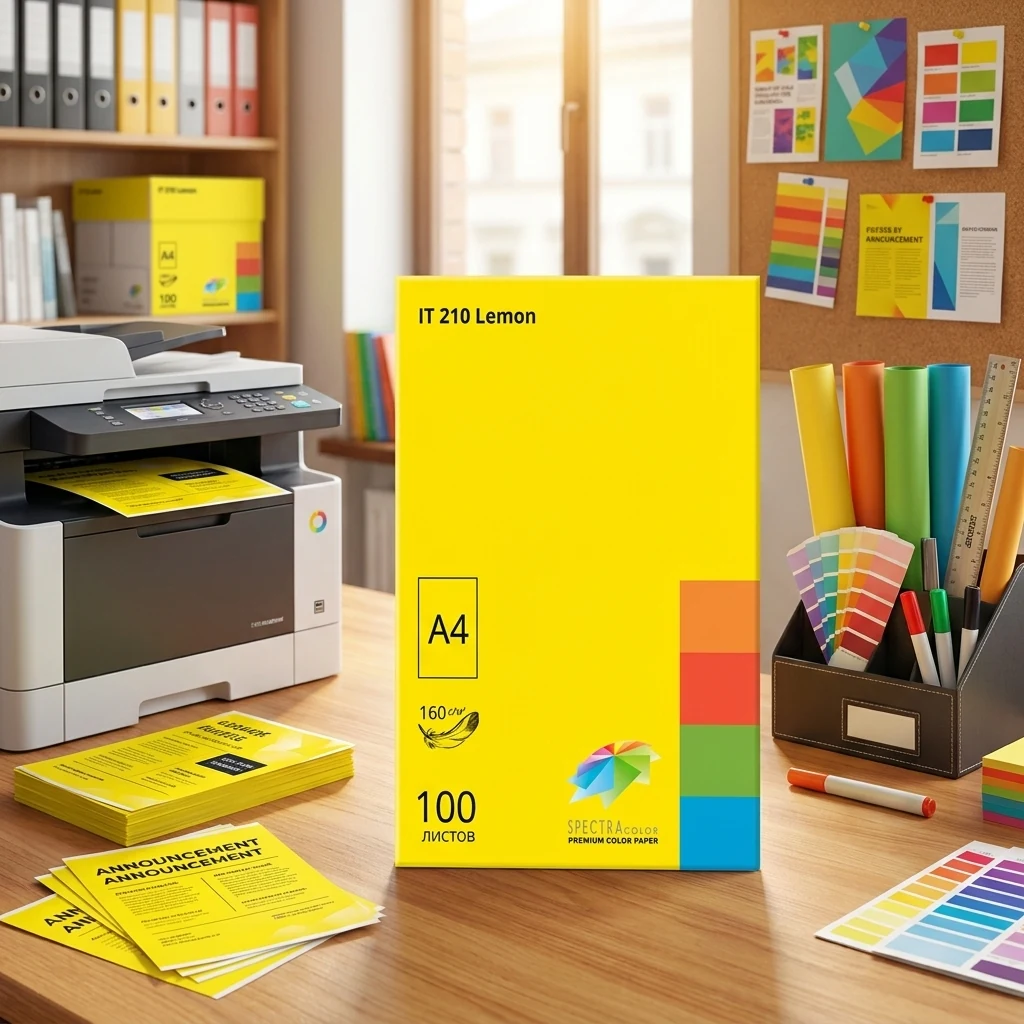 Папір кольоровий А4 160 Жовтий інтенсивний "Lemon 210" Spectra