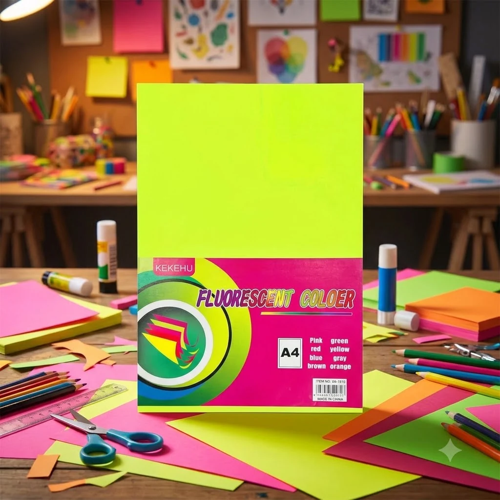 Папір кольоровий А4 60 г/м2 MIX NEON, до принтера не підходить, Kekehu