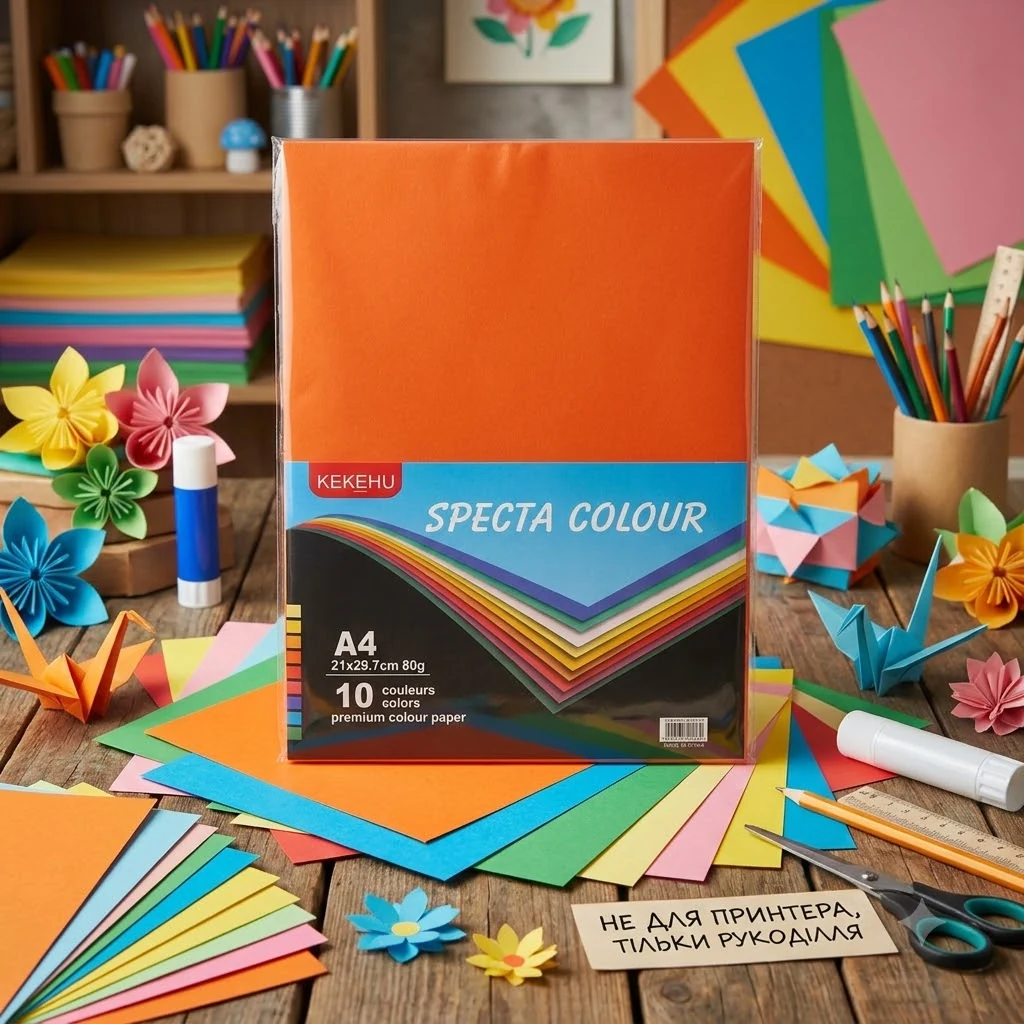 Папір кольоровий А4 60г/м2 MIX PASTEL, до принтера не підходить, Kekehu